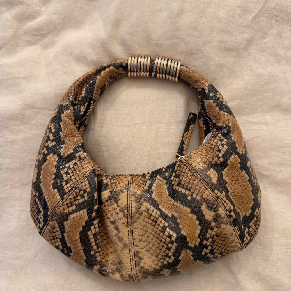 Mango Brown Snake Print Mini Bag